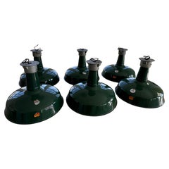 Set of 6 Industrial Vintage Flush Mount Porcelain Barn Lights by Silv-A-King USA