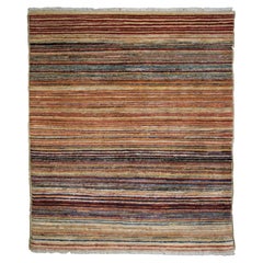 Persian Qashqai Tribal Rug, Hand-Knotted Multicolor Stripes, 3x4