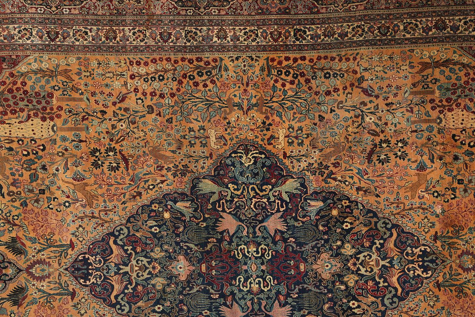 Antique 1870s Persian Tabriz Rug Woven by Order of Prince Shahrukh Mirza, 13x21 For Sale 1