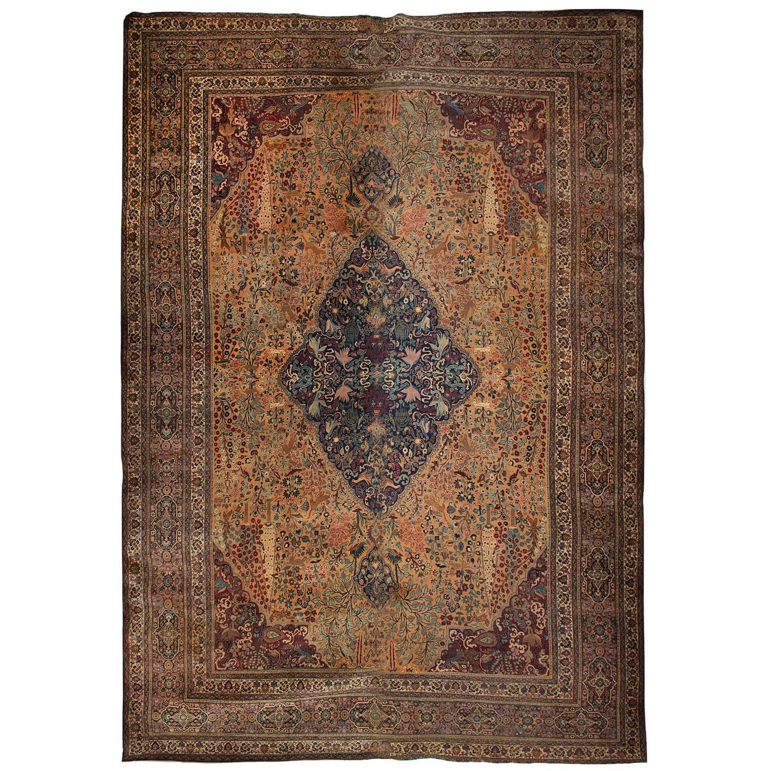 Antique 1870s Persian Tabriz Rug Woven by Order of Prince Shahrukh Mirza, 13x21 For Sale