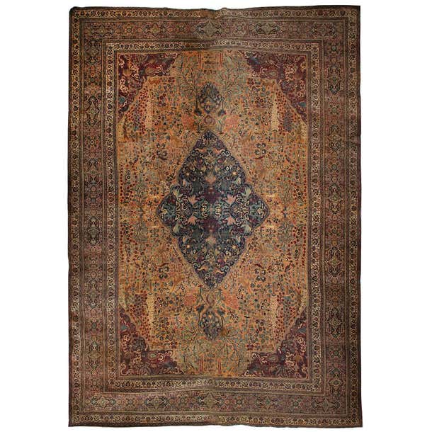 Antique 1870s Persian Tabriz Rug Woven by Order of Prince Shahrukh ...