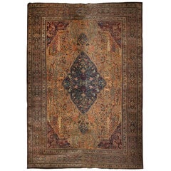 Antico tappeto persiano Tabriz del 1870 tessuto per ordine del principe Shahrukh Mirza, 13x21
