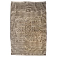 Brown 6x9 Hand-Knotted Geometric Wool Rug Inspired by Historic Architecture