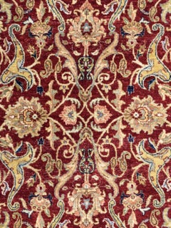 Tappeto in lana Lavar annodato a mano, 6x9, con motivo floreale Herati, rosso, indaco, oro