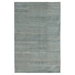 10x14 Hand-Knotted Blue and Cream Abstract Geometric Wool Area Rug