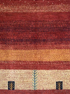 Bold Traditional 4x6 Hand-Knotted Wool Rug in Red, Gold, and Blue