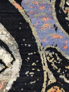 4x6 Modern Cubist-Inspired Hand-Knotted Wool Figurative Art Rug, Rare, Fun