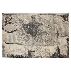 Unique Neoclassical Oversized 12x18 Hand-Knotted Wool Rome Map Architectural Rug