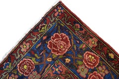Antique 1920s Bibibaft Bakhtiari Floral Garden Hand-Knotted Wool Rug, Birds, 5x7
