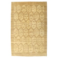 Tortoise Shell Geometric 4x6 Hand-Knotted Wool Rug in Beige, Animal Inspired
