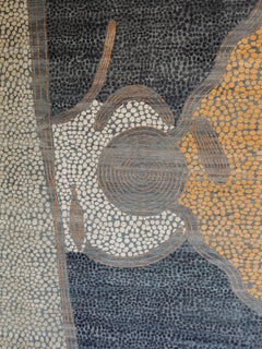 9x12 Abstract Hand-Knotted Wool Rug in Blue, Gold and Cream with Organic Design