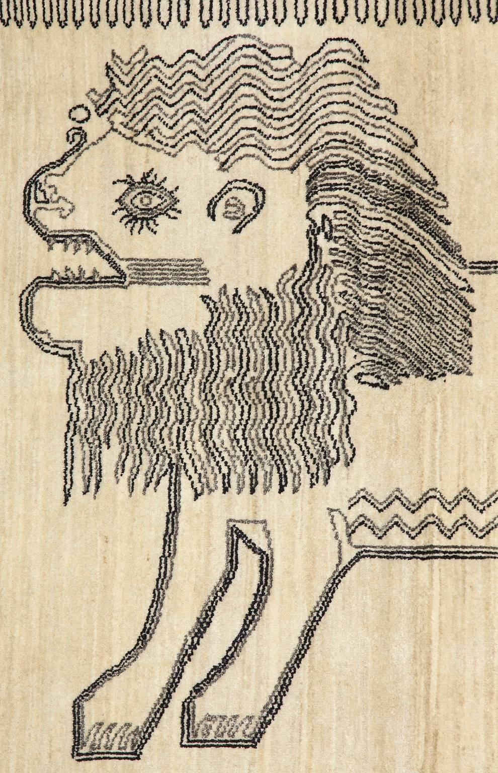 Perse Tapis persan tribal lion Orley Shabahang, 3' x 5'  en vente