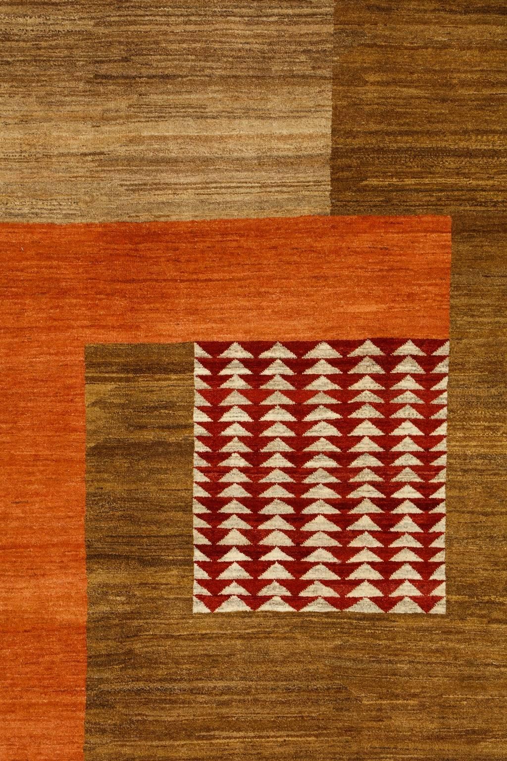 Vibrant Orange Deco Wool Carpet with Organic Vegetable Dyes from Orley