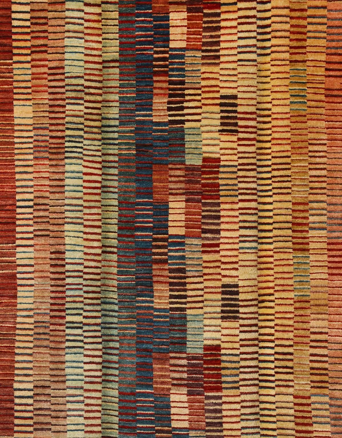 This Orley Shabahang signature carpet in handspun wool and organic vegetable dyes was completed using Orley Shabahang's signature Meyghan weaving technique, and the wool is also of Orley Shabahang signature, derived from our own heard of Persian