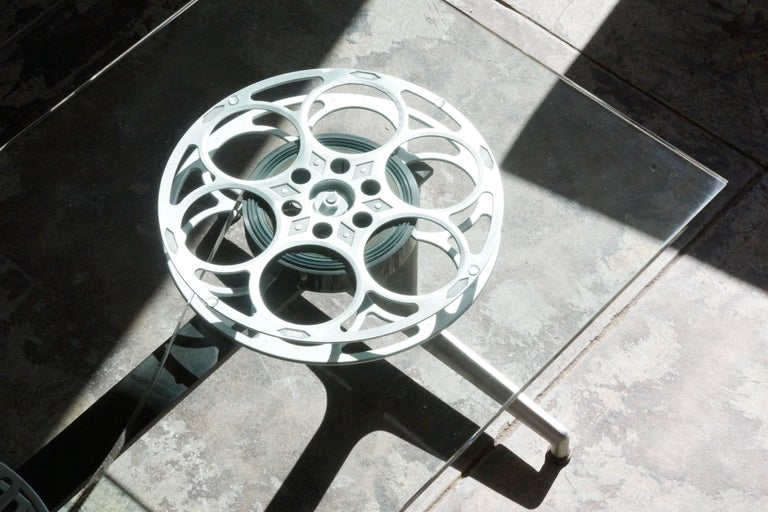 Film Reel Coffee Table on 1960s Modern Base For Sale at 1stDibs