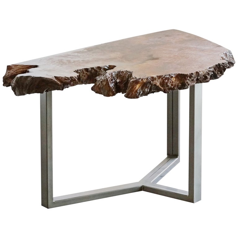 Modernist Redwood Burl Coffee Table Custom Made by Rehab Vintage For