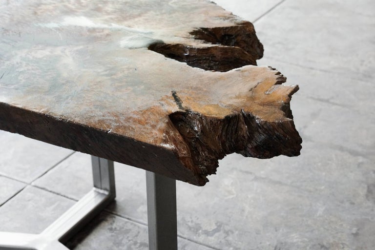 Modernist Redwood Burl Coffee Table Custom Made by Rehab Vintage For