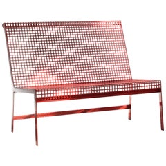 Modernist Steel Bench with Back Custom Made by Rehab Vintage