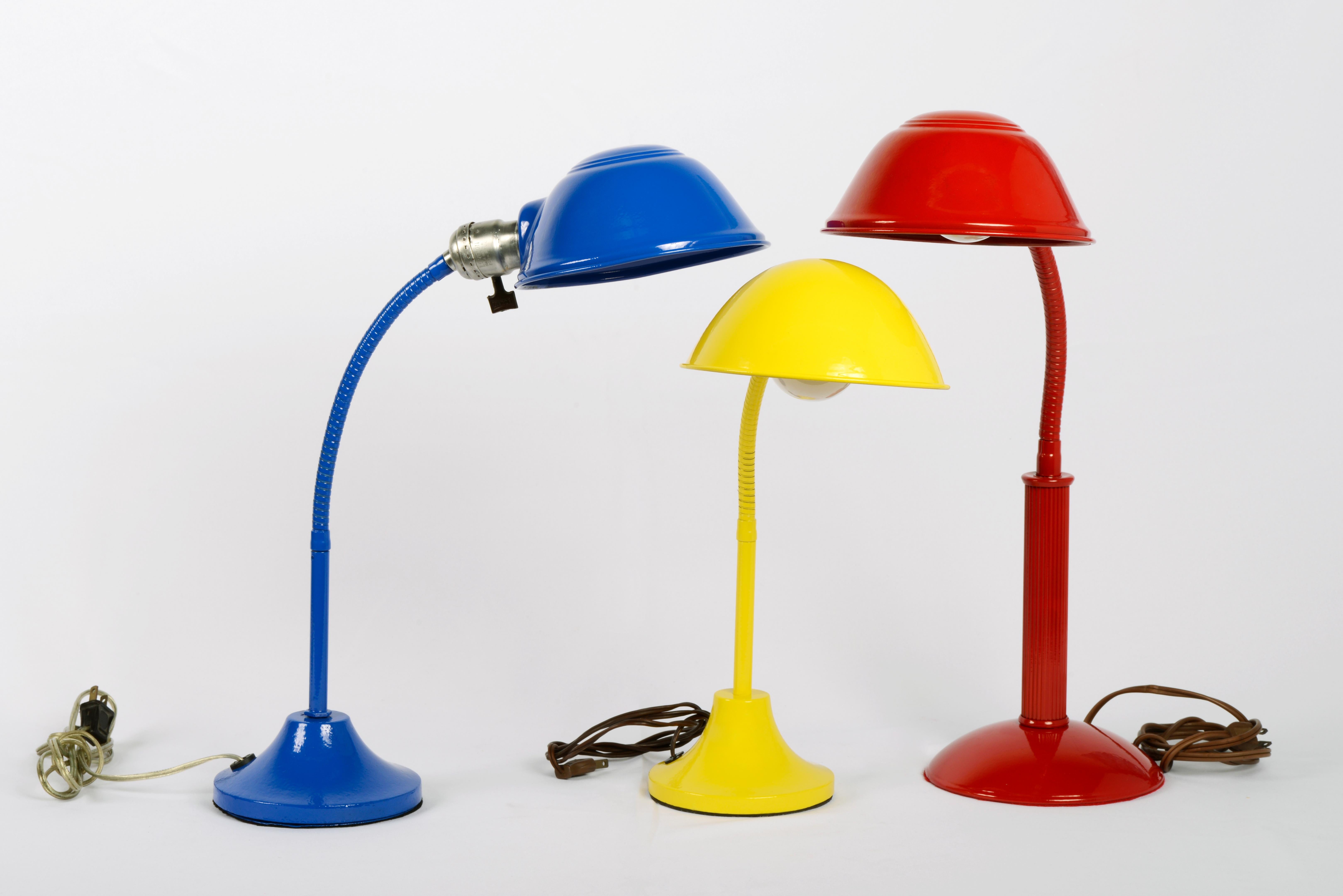 Powder-Coated 1960s Gooseneck Desk Lamp Refinished in Fire Engine Red