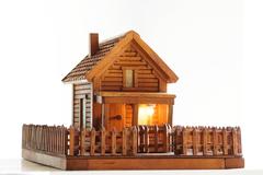 American Folk Art Log Cabin With Porch Light