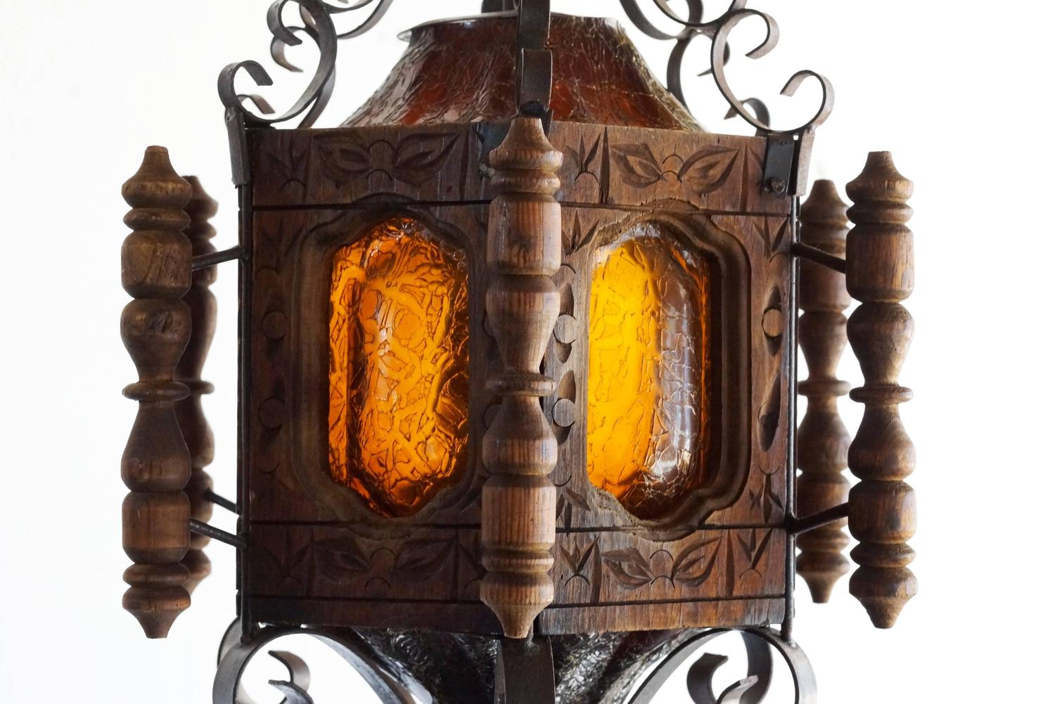 1960s Spanish Revival or Mexican Pendent Light, Wrought Iron at 1stdibs