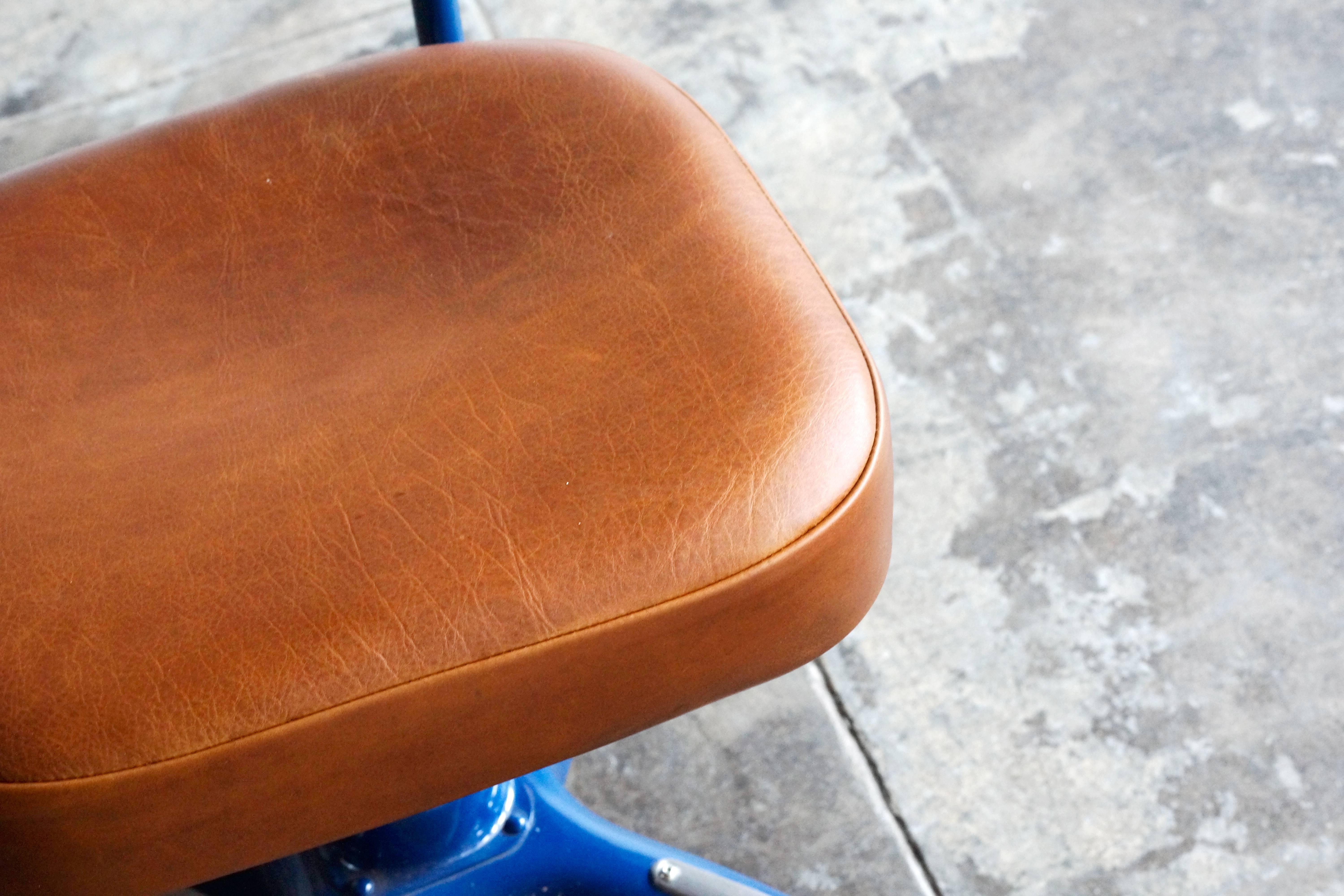 American 1950s Steno Chair by Cosco, Refinished Steel and Leather