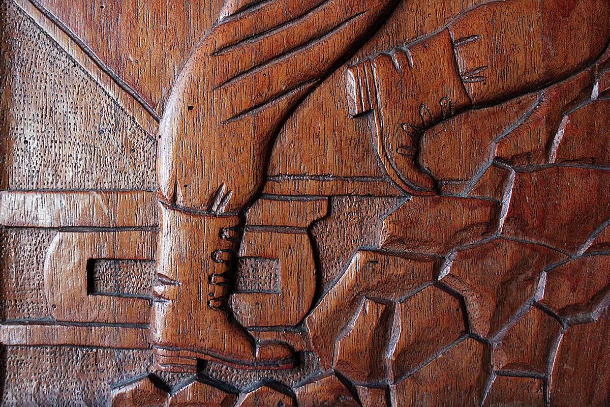 WPA Carved Wood Relief, circa 1935 In Excellent Condition In Alhambra, CA