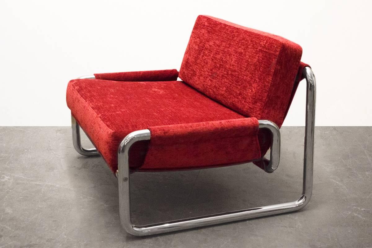 Mid-Century Modern Super 1970s Chrome Sofa and Armchair Set For Sale