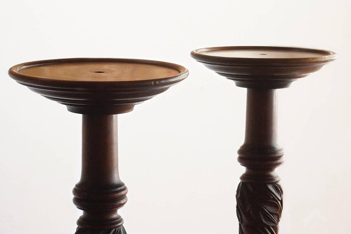 Stately Carved Wood Pedestals, circa 1900 For Sale at 1stdibs