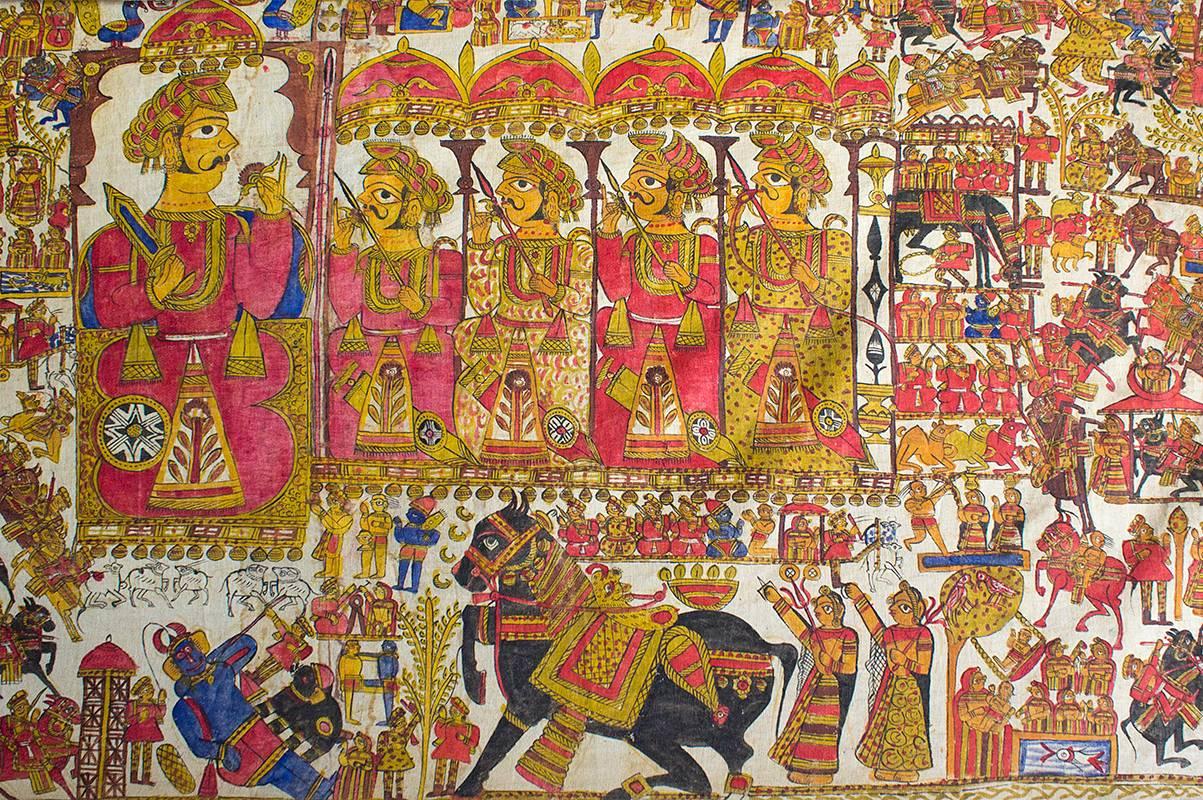 Agra Epic of Pabuji Scroll, Rajasthani Art C. 1930 For Sale