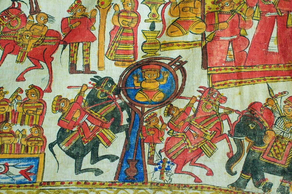 Indian Epic of Pabuji Scroll, Rajasthani Art C. 1930 For Sale
