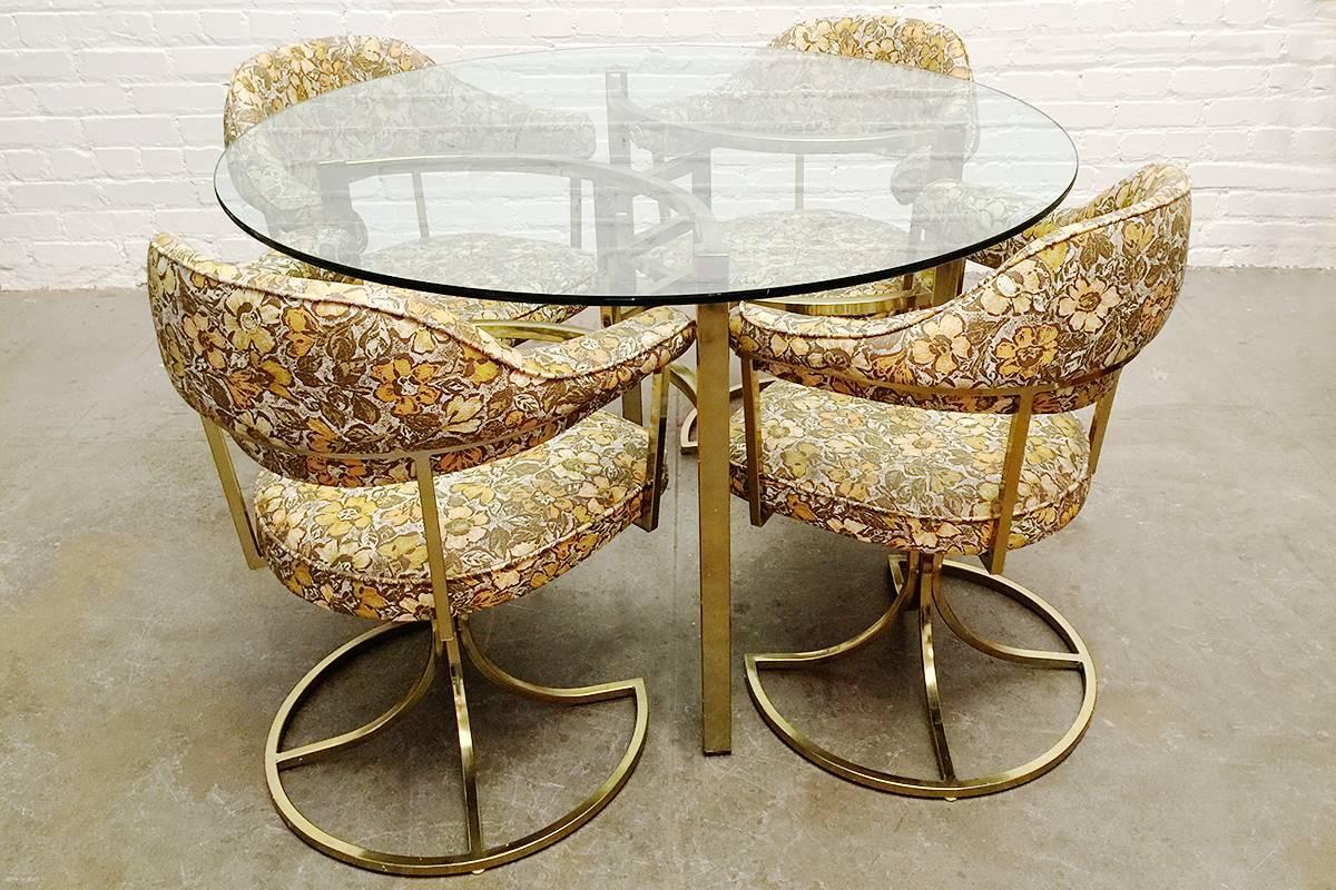 Brass Table and Chair Set by Virtue Brothers of California, circa 1970