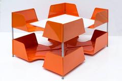 1920s Double Tier Letter Tray, Tangerine