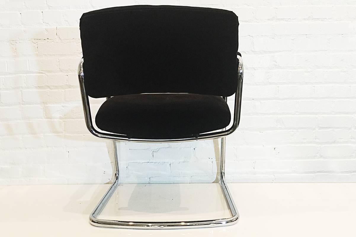 Mid-Century Modern Steelcase Chrome Armchair, circa 1990