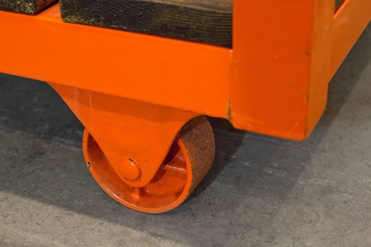 Mid-Century Modern Kitson Rolling Display Cart, Orange