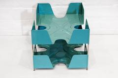 1920s Double Tier Letter Tray, Turquoise