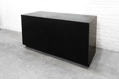Two Sleek Black Formica Storage Cabinets