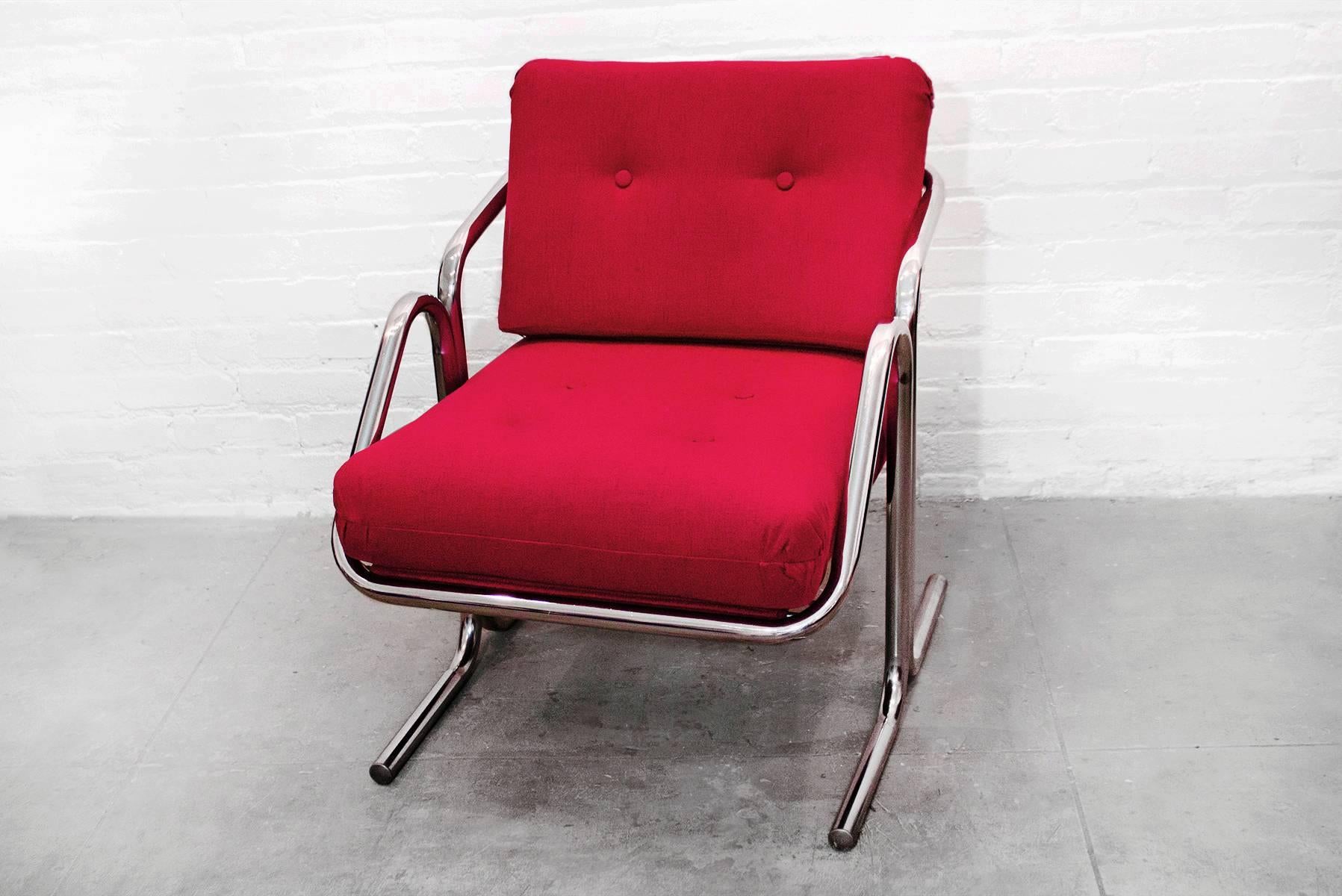 Mid-Century Modern Jerry Johnson Arcadia Chrome Sling Chair, 1970s