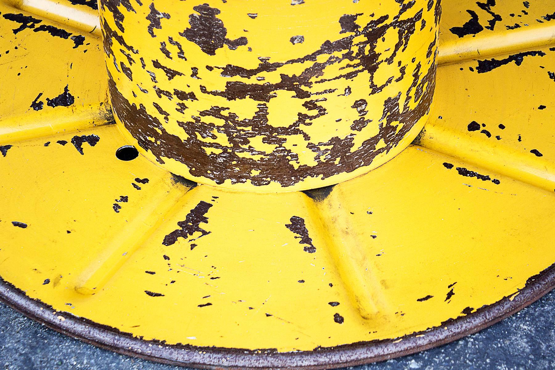 Industrial Vintage Steel Cable Spool in Bright Yellow, circa 1960s