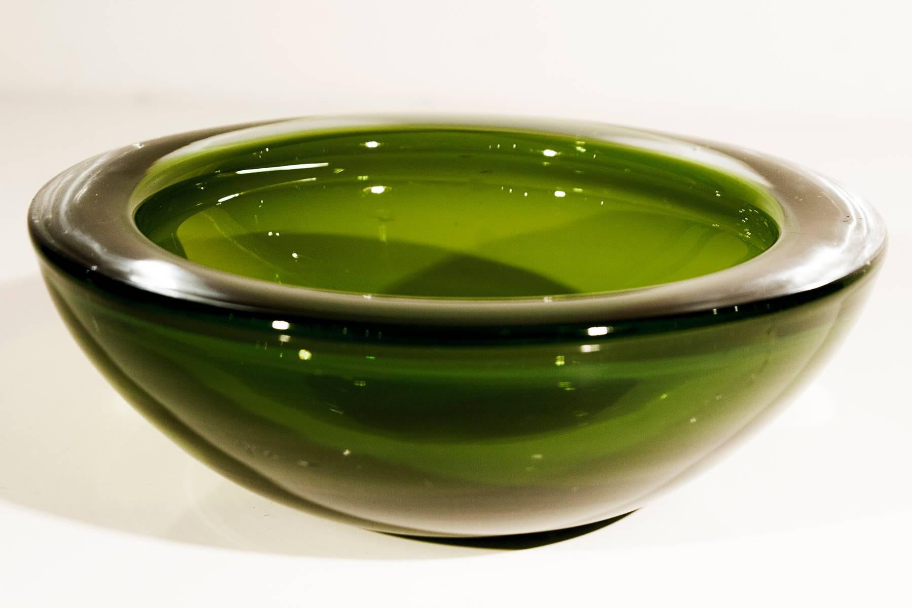 Mid-Century Modern Large, Lime Green Murano Geode Glass Bowl
