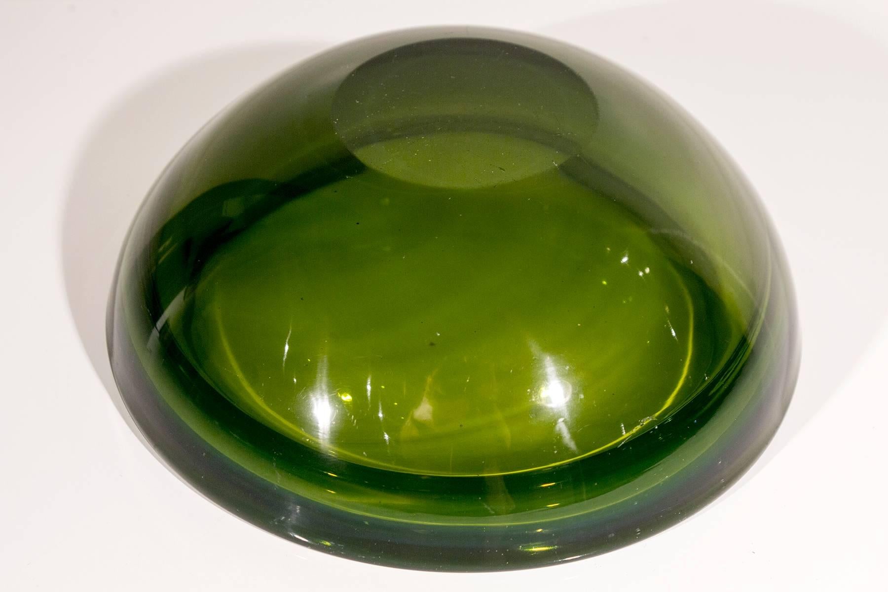 Italian Large, Lime Green Murano Geode Glass Bowl