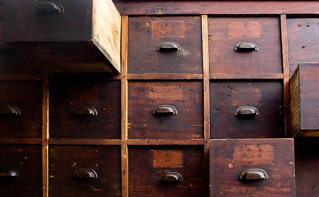 American Craftsman Large Antique Multi-Drawer Storage Cabinet, circa 1890s