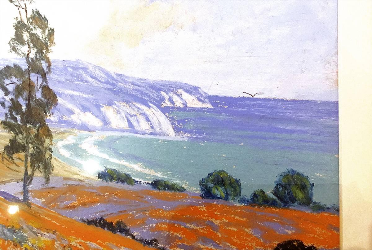 Modern Courtney L. Miles California Coast Seascape Pastel, circa 1960 For Sale