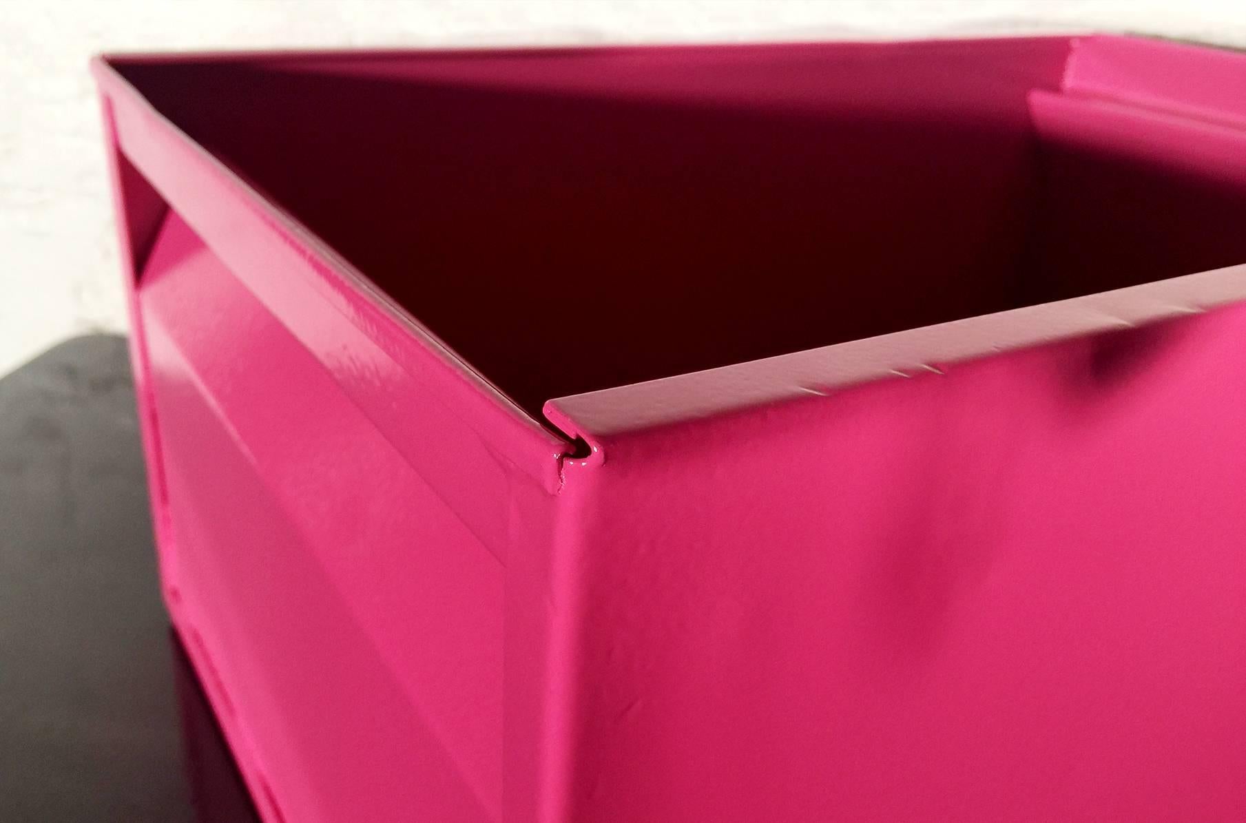 Powder-Coated 1940s Industrial Storage Bin, Refinished in Pink
