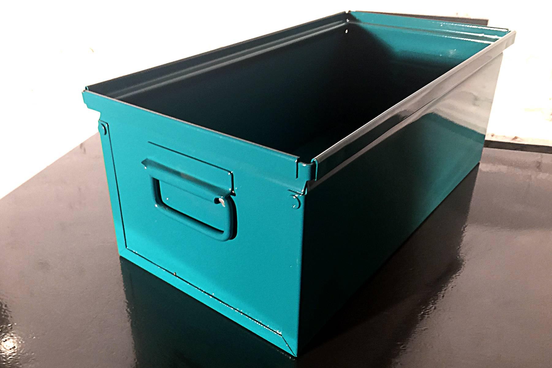 1940s Industrial Storage Bin, Refinished in Teal In Good Condition In Alhambra, CA