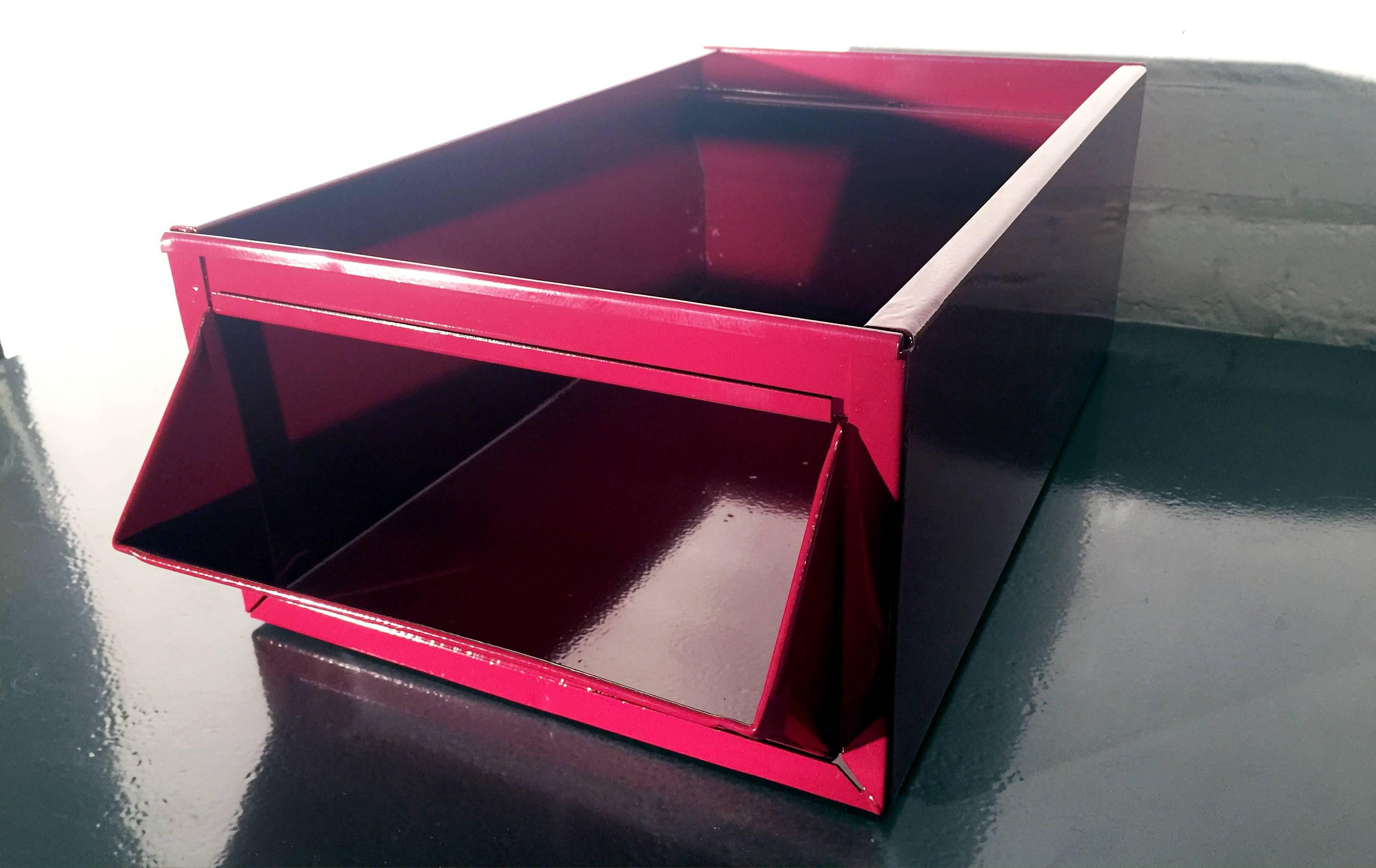 Mid-20th Century 1940s Industrial Storage Bin, Refinished in Red