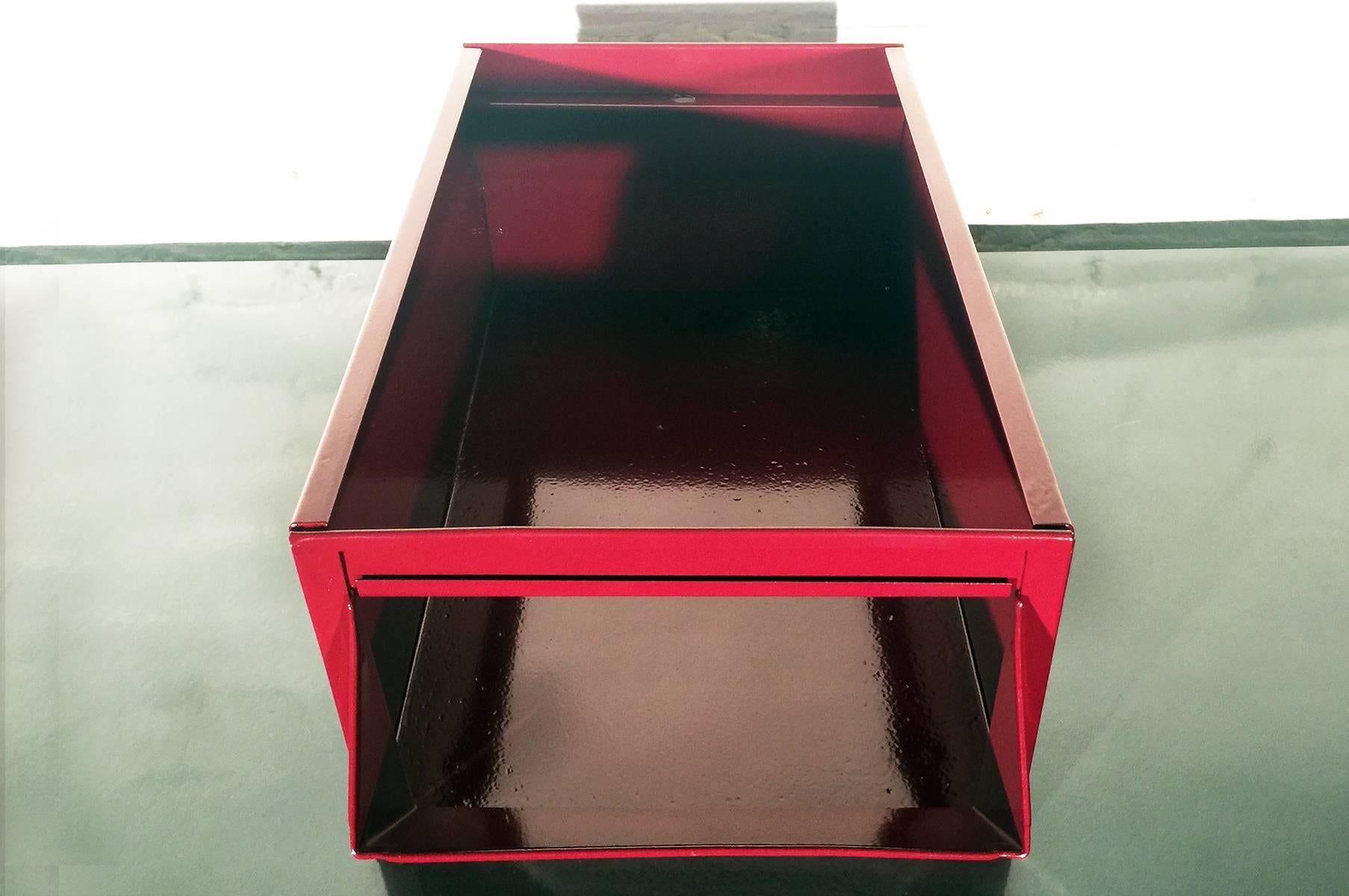 Powder-Coated 1940s Industrial Storage Bin, Refinished in Red