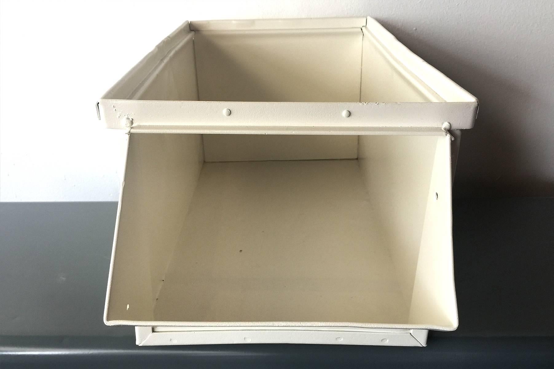 1940s Industrial Storage Bin, Refinished in White In Good Condition For Sale In Alhambra, CA