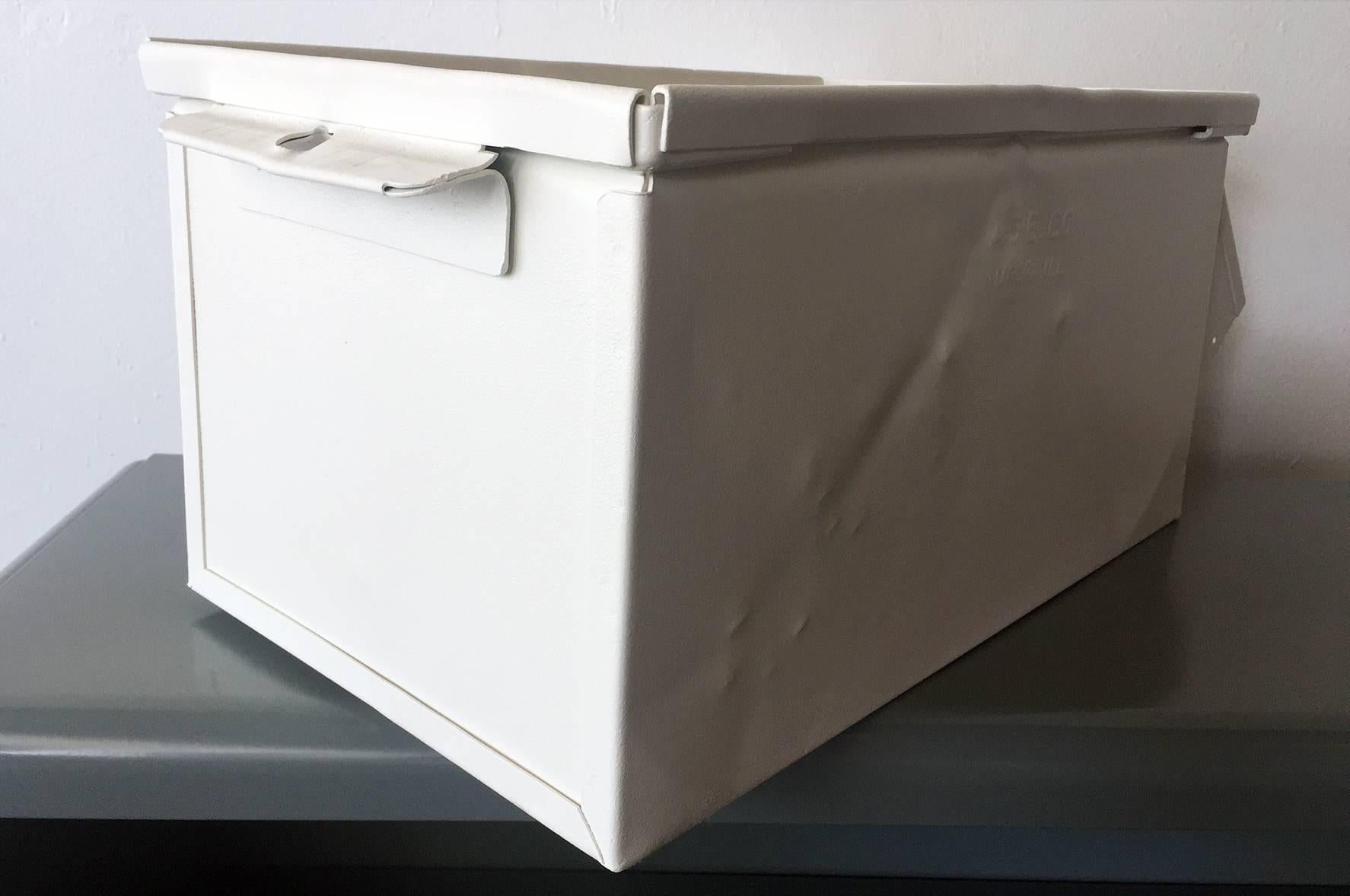 American 1940s Industrial Storage Bin, Refinished in White For Sale