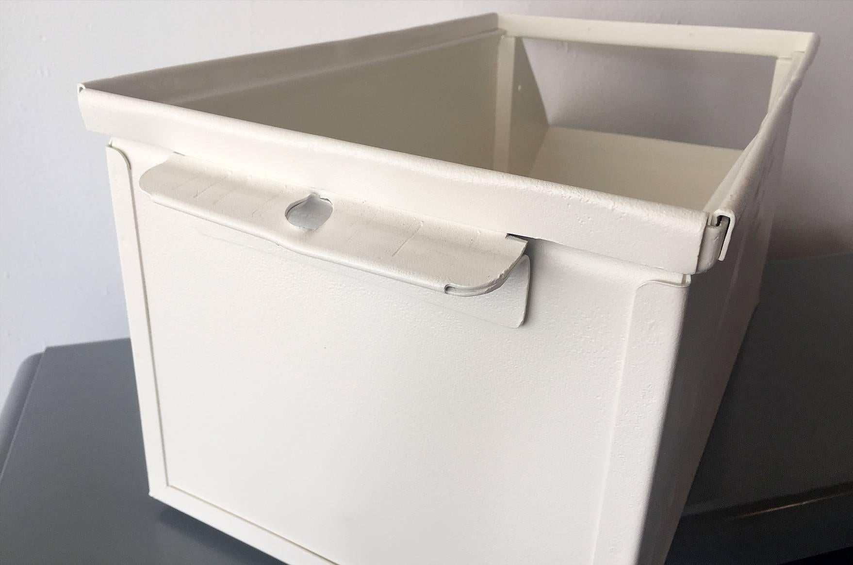 Mid-20th Century 1940s Industrial Storage Bin, Refinished in White For Sale